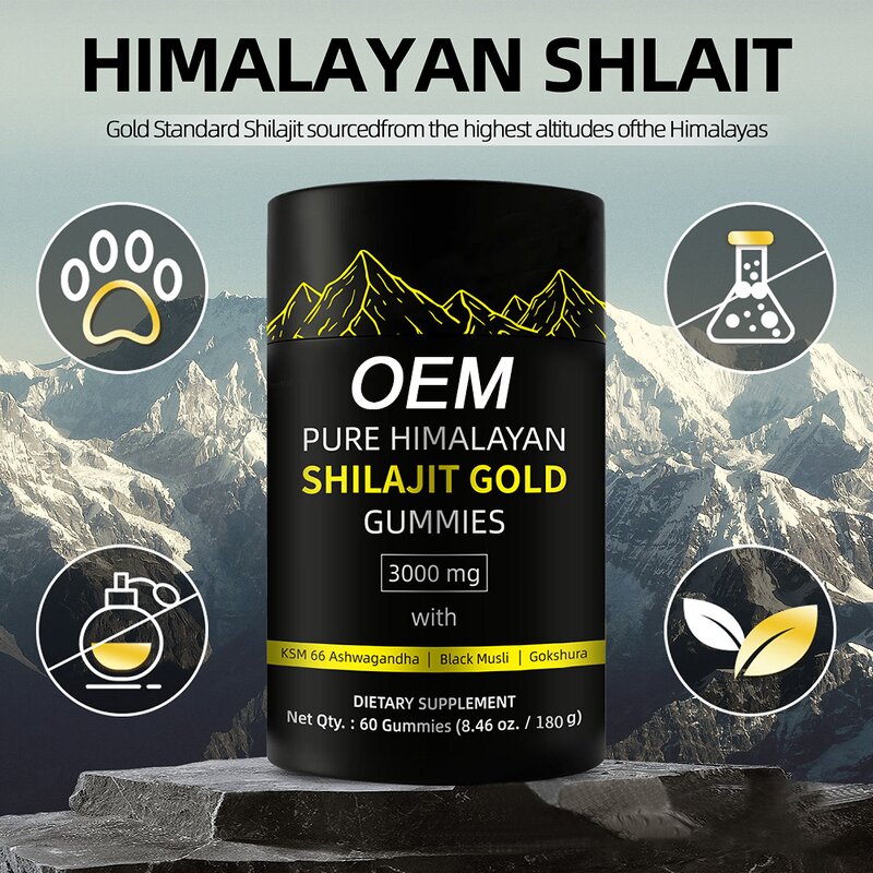 Shilajit Gummy Candy Manufacturer - Custom Logo Organic Himalayan Fudge Dietary Fiber