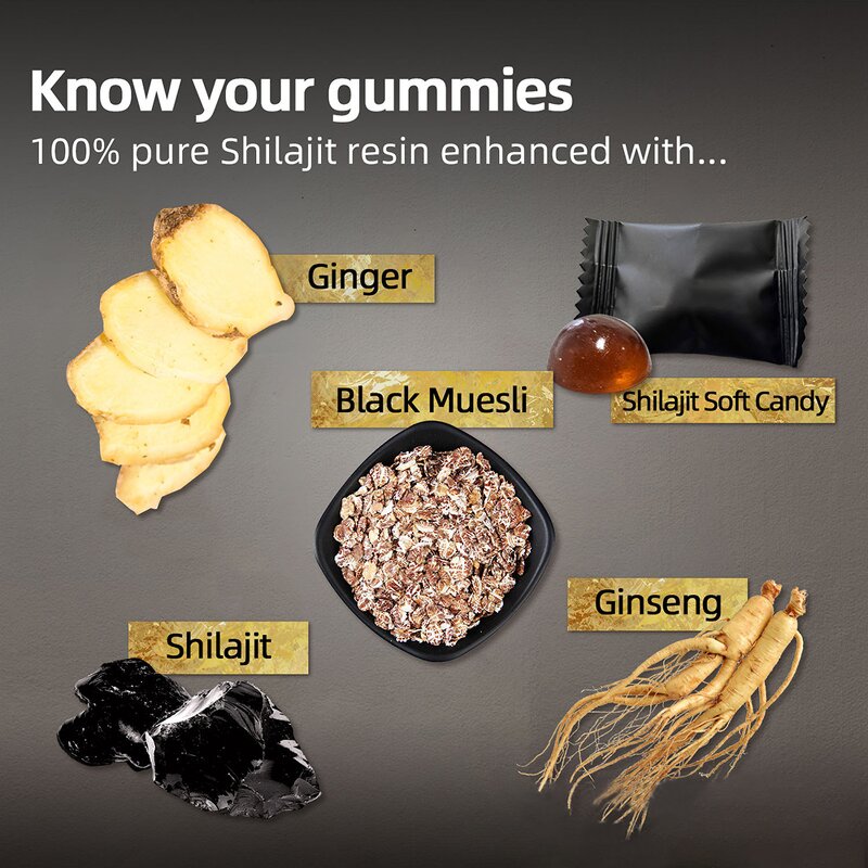 Shilajit Gummy Candy Manufacturer - Custom Logo Organic Himalayan Fudge Dietary Fiber