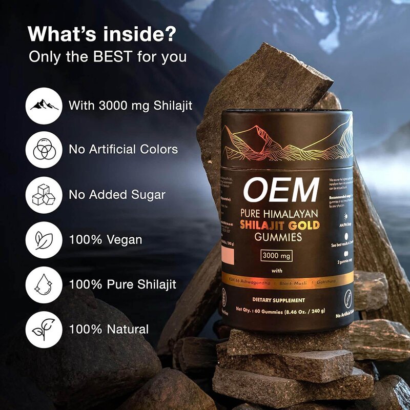 Shilajit Gummies Manufacturer - Private Label Gold Herbal Immune Support with Fulvic Acid