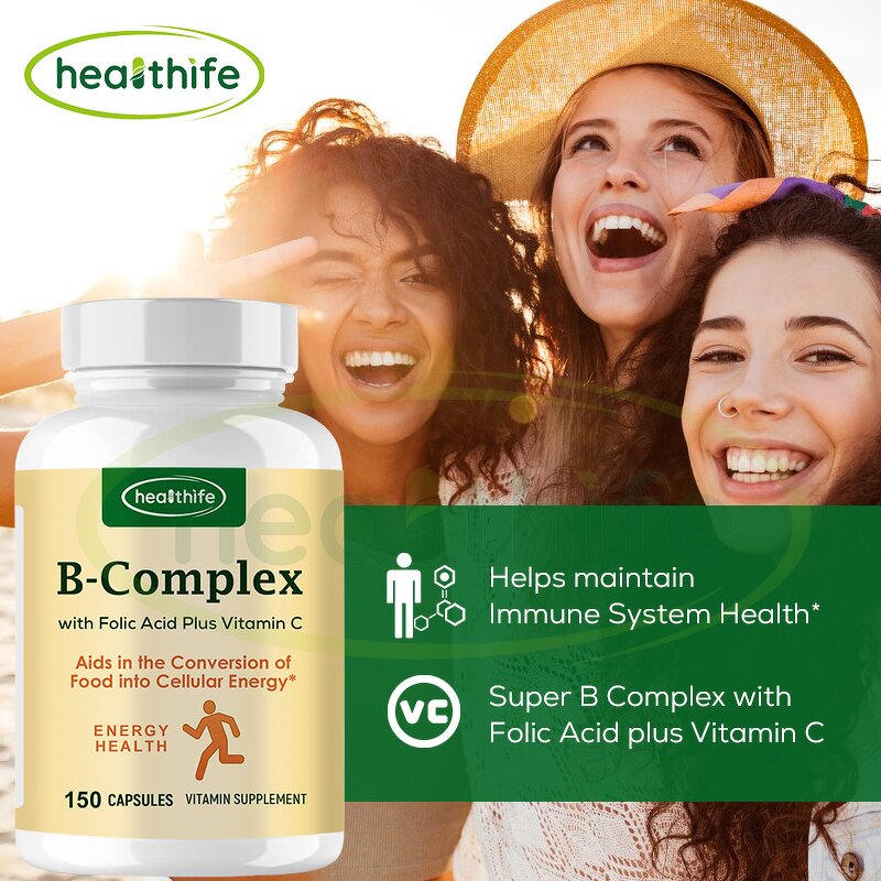 Vitamin B Complex Capsules Manufacturer - Healthife Energy Support with Vitamin C & Folic Acid