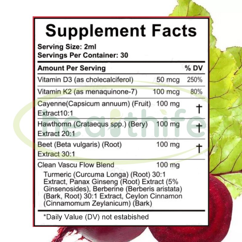 Vitamin D3 K2 Drops Manufacturer - Supplements with Hawthorn Beet Root & Cayenne Pepper Extract