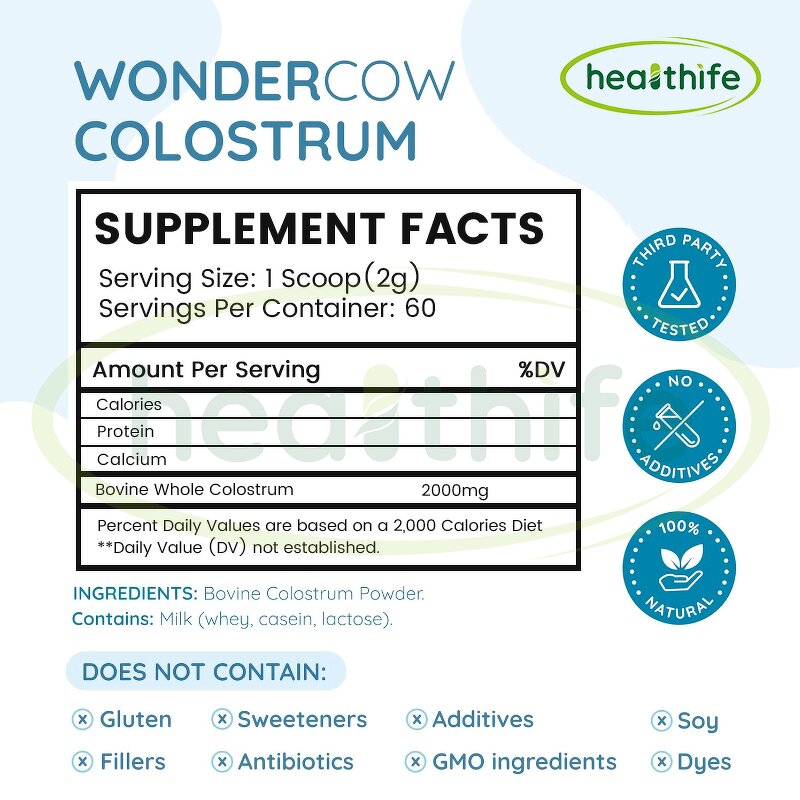 Colostrum Powder Manufacturer - Healthife Supplements Bovine IGG 20%