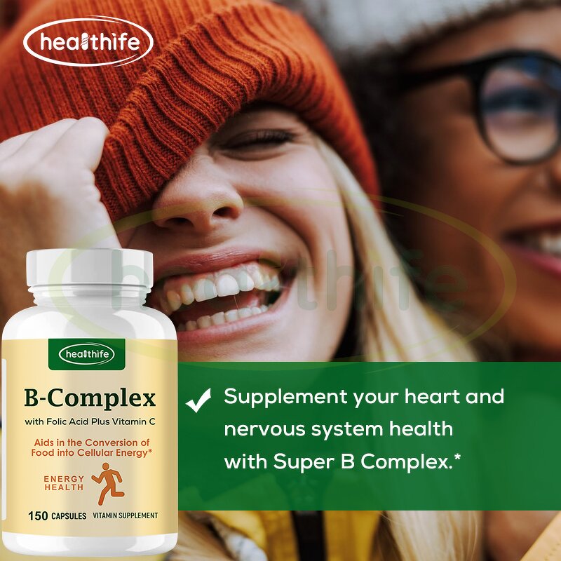 Vitamin B Complex Capsules Manufacturer - Healthife Energy Support with Vitamin C & Folic Acid