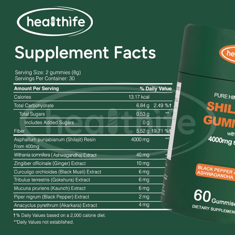 Shilajit Gummies Manufacturer - Healthife OEM with Ashwagandha 4000mg Pure Himalayan