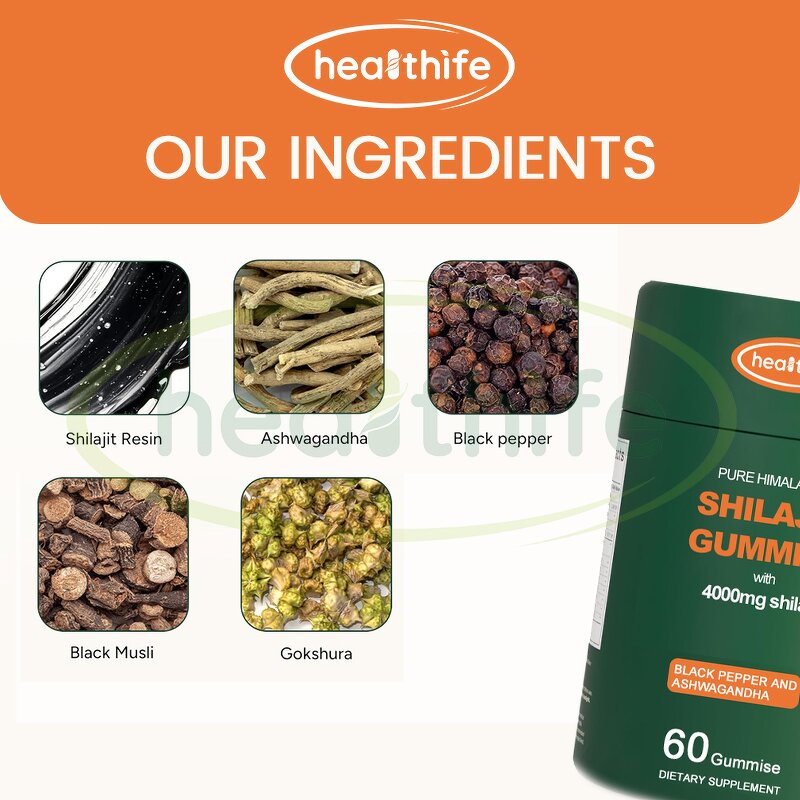Shilajit Gummies Manufacturer - Healthife OEM with Ashwagandha 4000mg Pure Himalayan