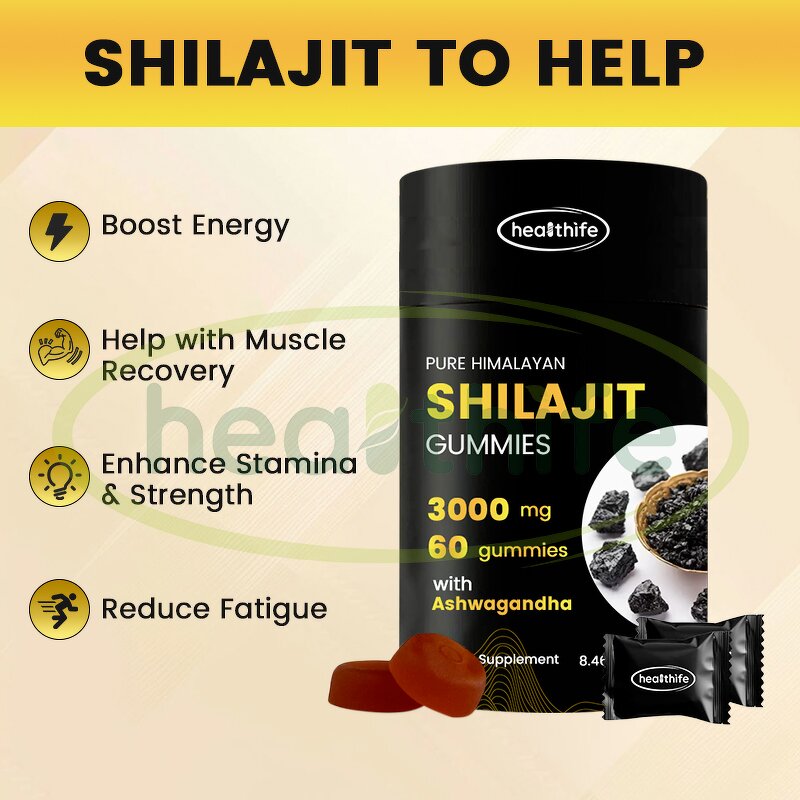 Shilajit Gummies Manufacturer - Bag Pure Himalayan with Ashwagandha Gold