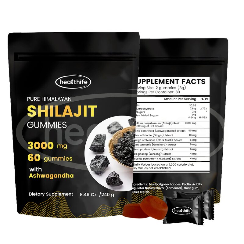 Shilajit Gummies Manufacturer - Bag Pure Himalayan with Ashwagandha Gold