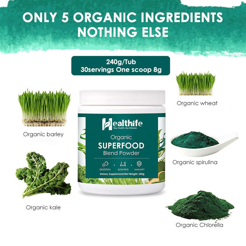 Super Greens Powder Manufacturer - OEM Organic Spirulina Chlorella Wheatgrass Kale Blend