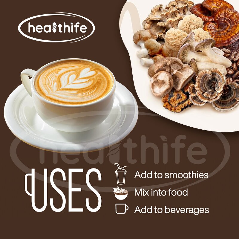 Mushroom Coffee Powder Manufacturer - Healthife 10 in 1 Instant Arabica Robusta Blend Organic