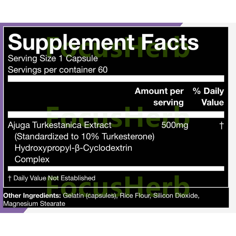 Turkesterone Capsules Manufacturer - Plant Extract Ajuga Turkestanica Powder 10% 500mg/60caps