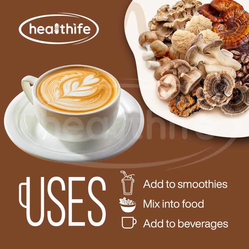 Mushroom Coffee Powder Manufacturer - Healthife 10 in 1 Instant Arabica Robusta Blend Organic