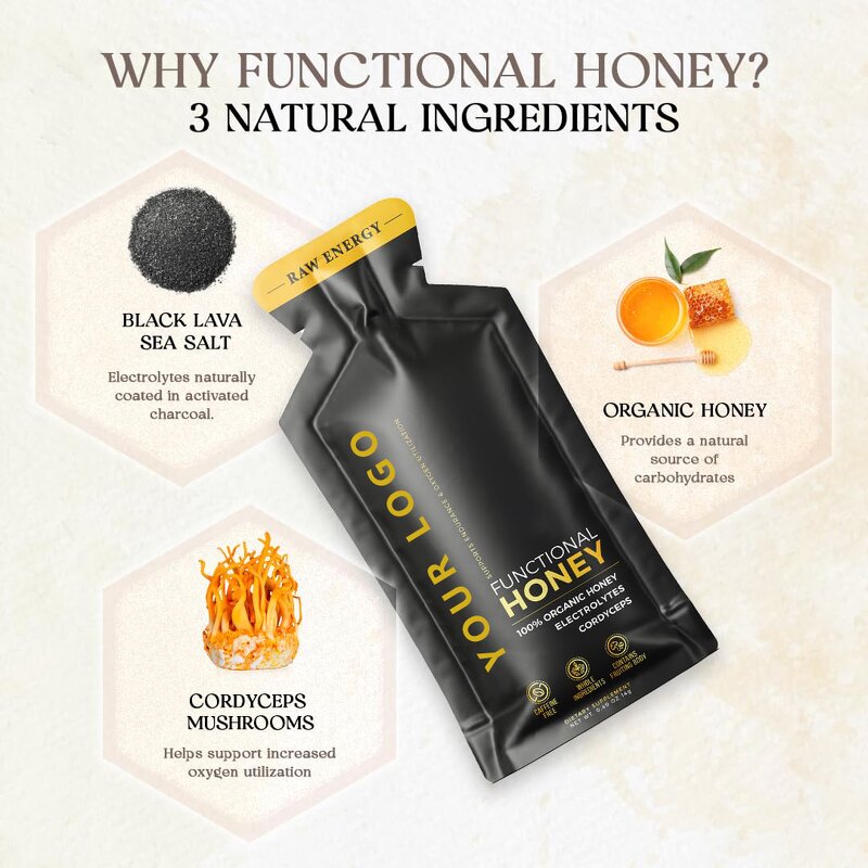 Mushroom Honey Manufacturer - High Potency with Black Lava Sea Salt 12 Ct