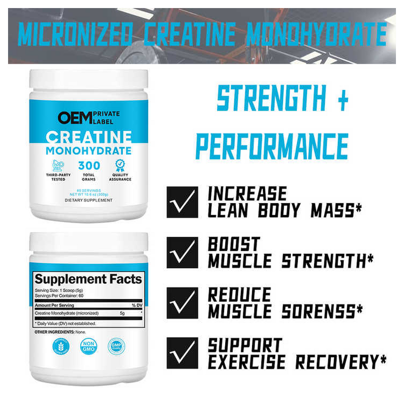 Creatine Monohydrate Powder Manufacturer - OEM Private Label Micronized High Purity for Adults