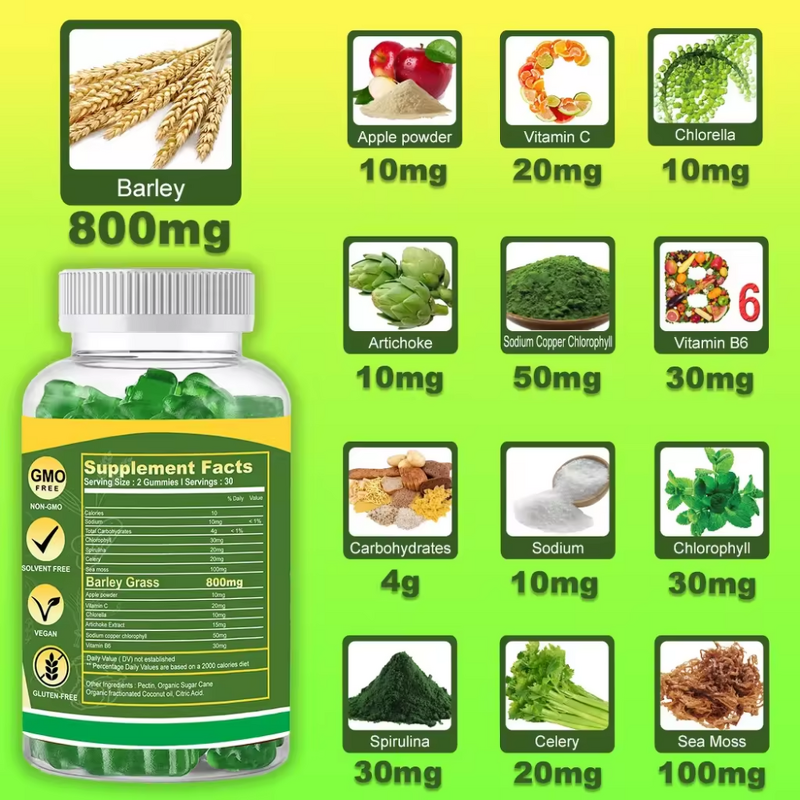 Barley Grass Gummies Manufacturer - OEM SUNI Private Label with Vitamin C for Digestion