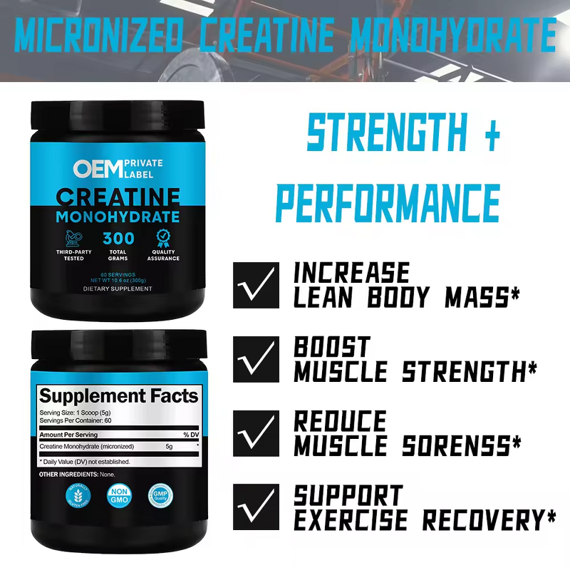 Creatine Monohydrate Powder Manufacturer - OEM Private Label 99% Pure for Adults Pre-Workout