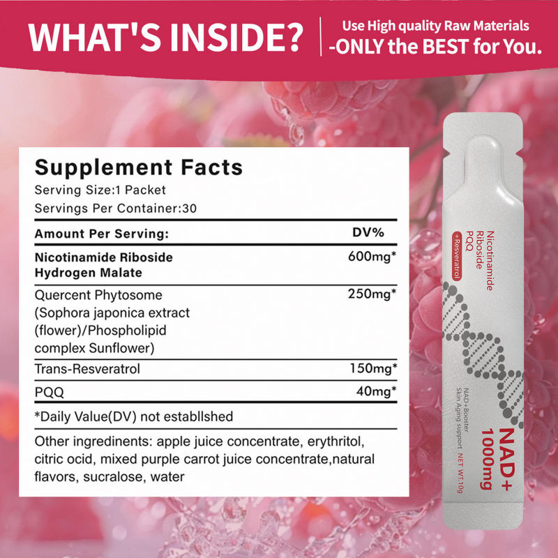 NAD+ Liquid Supplement Manufacturer - OEM Hot-selling 1000mg with PQQ Resveratrol for Skin & Energy
