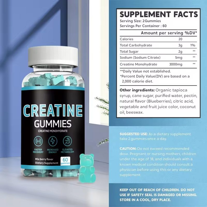 Creatine Monohydrate Gummy Manufacturer - OEM Private Label Pre-Workout Sugar Free Sports