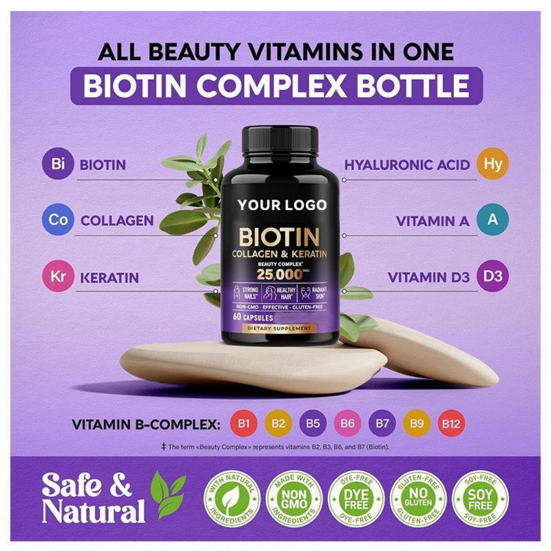 Biotin Capsules Manufacturer - OEM Private Label for Hair Nail & Skin Health with Collagen