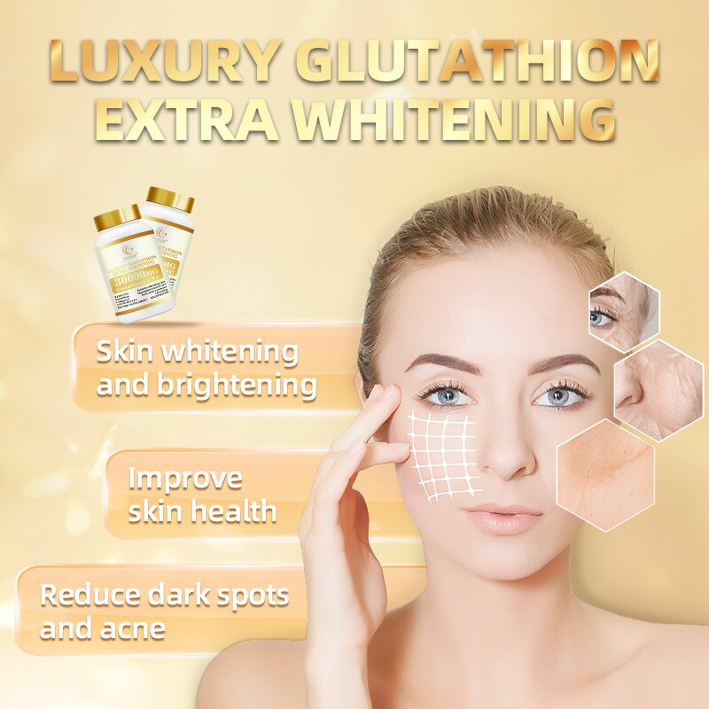 Gluta Whitening Capsules - Manufacturer OEM 20 Days Effect 60 Caps/Bottle Black Skin