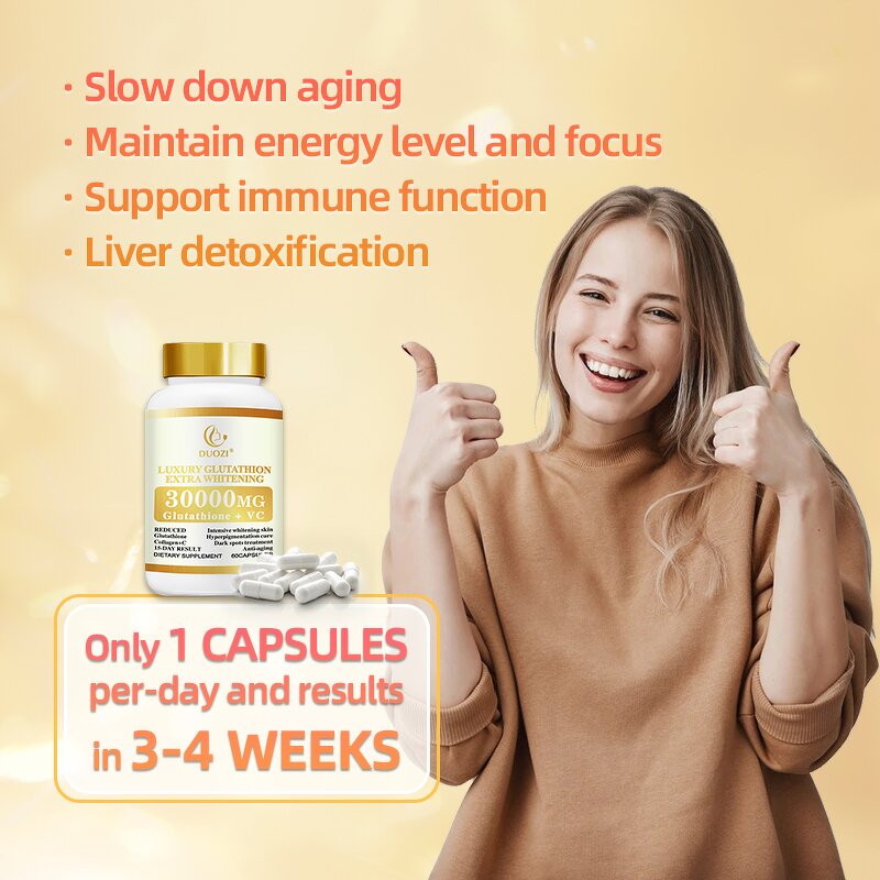 Gluta Whitening Capsules - Manufacturer OEM 20 Days Effect 60 Caps/Bottle Black Skin