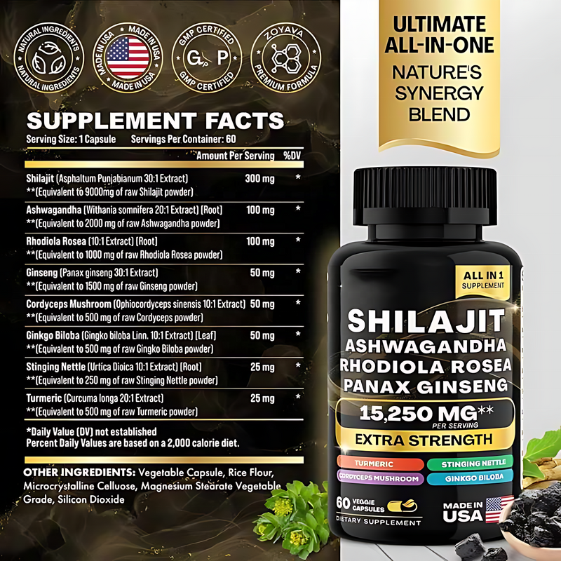 Sea Moss Capsules Manufacturer - OEM Private Label Hot Sale with Shilajit Black Seed Oil & Ashwagandha