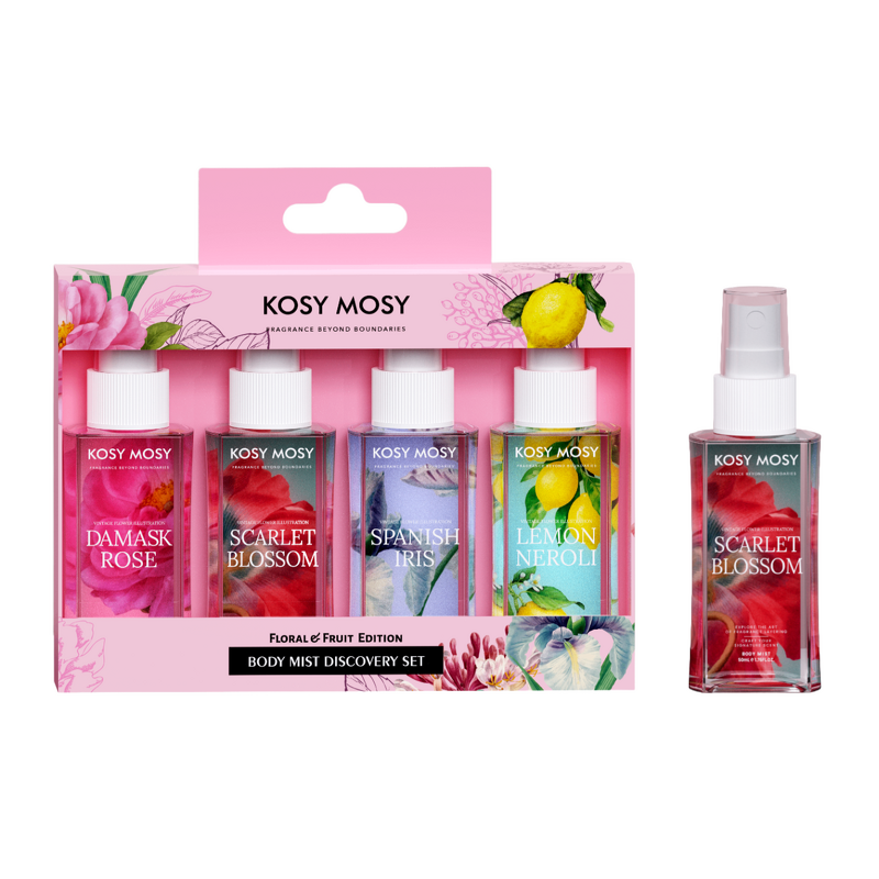 Body Mist Set Manufacturer - KOSY MOSY New Arrival 4 Pieces 50ML Spray Mixed Floral & Fruit Scents