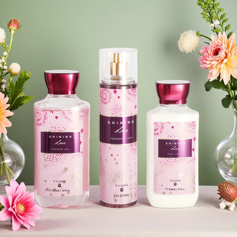Body Care Set Manufacturer - 2025 Latest 3PCs Floral and Fruity Scent 236ml Lotion+250ml Mist+295ml Shower Gel for Women