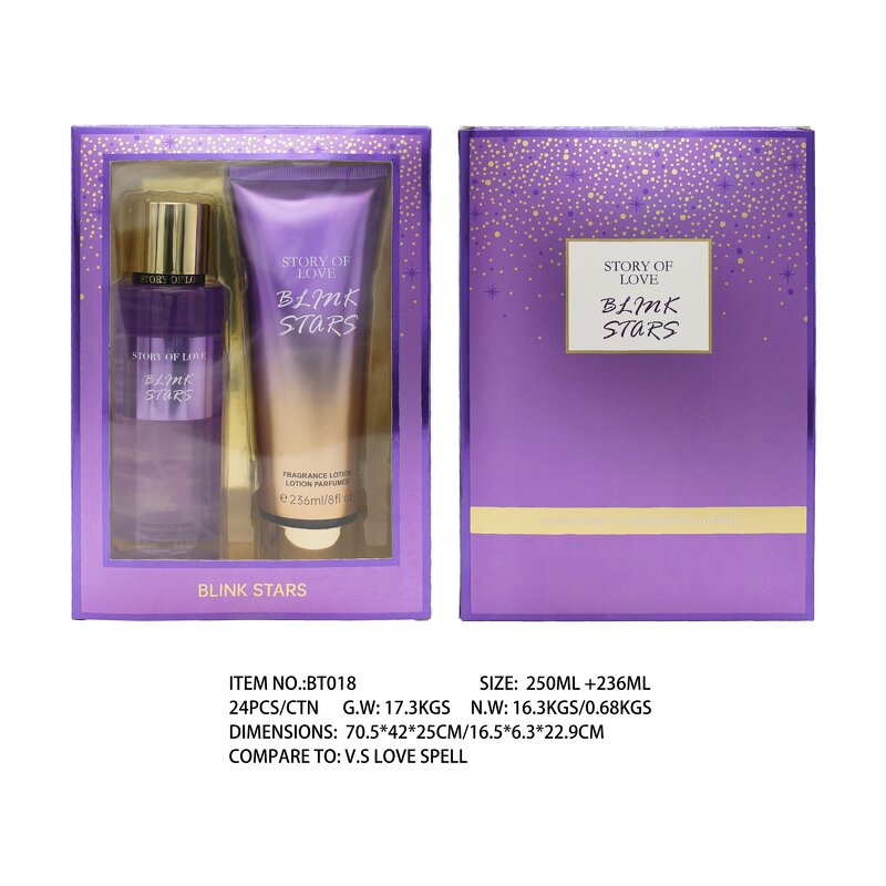Gift Set Manufacturer - BT019 2 in 1 236ml Body Milk 250ml Body Spray Charming Fragrance Smells