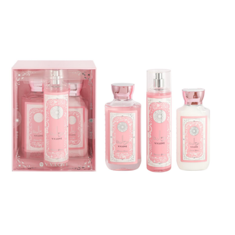 Skincare Set Manufacturer - VV love 3-in-1 3-Piece 236ml Body Lotion + 250ml Body Mist + 295ml Shower Gel Floral
