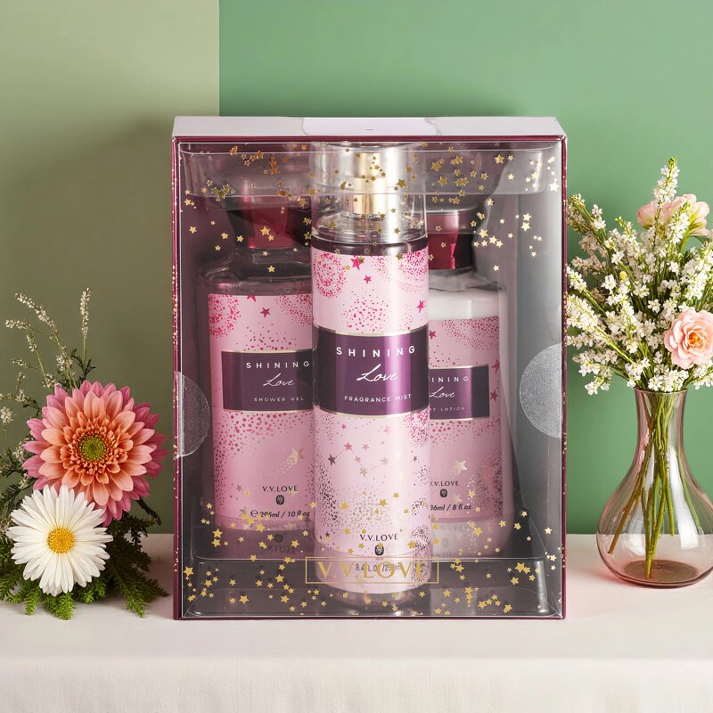 Body Care Set Manufacturer - 2025 Latest 3PCs Floral and Fruity Scent 236ml Lotion+250ml Mist+295ml Shower Gel for Women