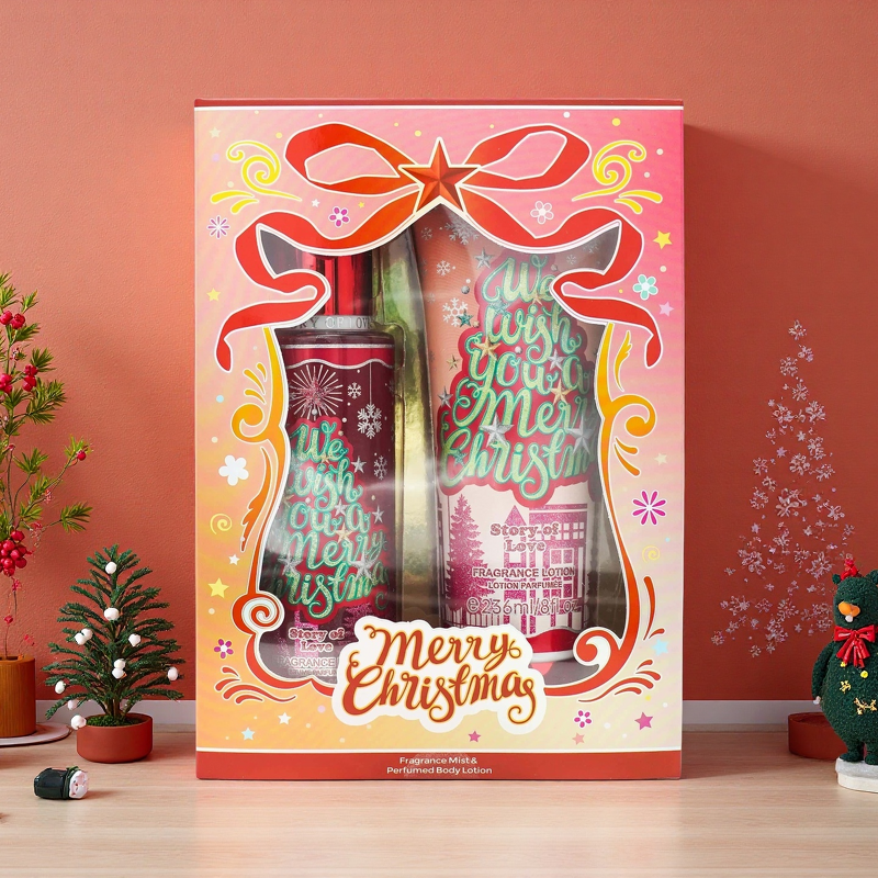 Gift Set Manufacturer - 2025 Christmas Fragrance Spray & Body Lotion Set with Holiday Packaging