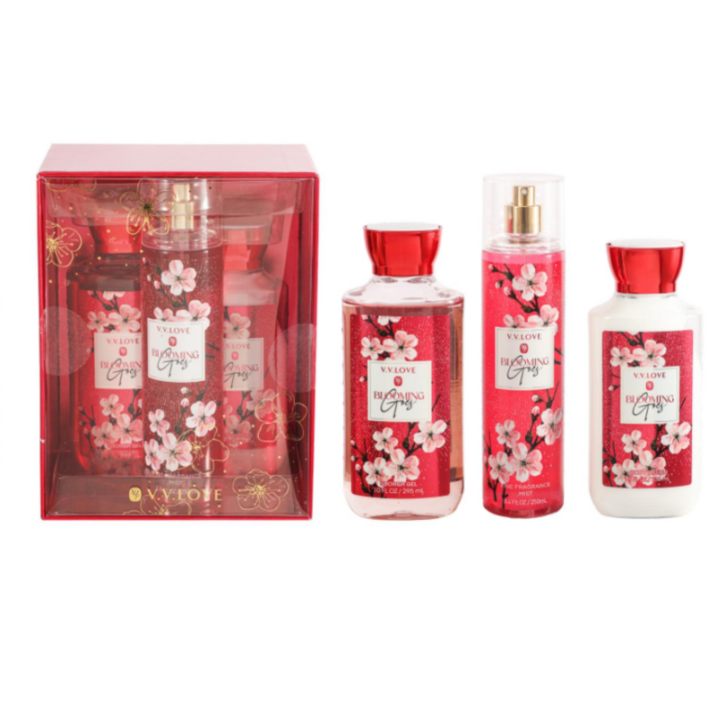 Skincare Set Manufacturer - VV love 3-in-1 3-Piece 236ml Body Lotion + 250ml Body Mist + 295ml Shower Gel Floral
