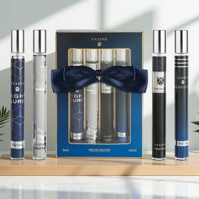 Perfume Set Manufacturer - V.V.LOVE Men's 4-Pieces 35ML Pocket Set Woody & Spicy with Bow-Wrapped Packaging