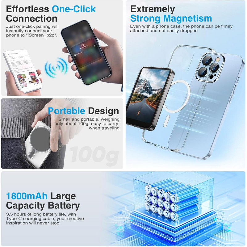 Selfie Screen - AilesTecca Wireless 16:9 450cd/m 60Hz Magnetic Type-C Portable