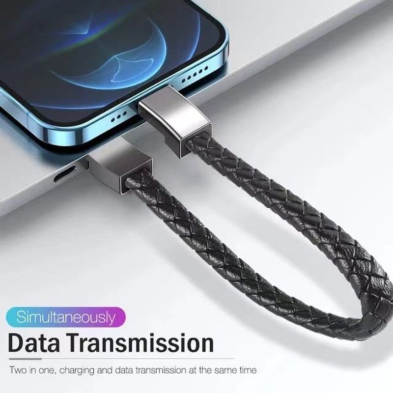 Charging Cable - AilesTecca Leather Braided Bracelet for iPhone Android Type C