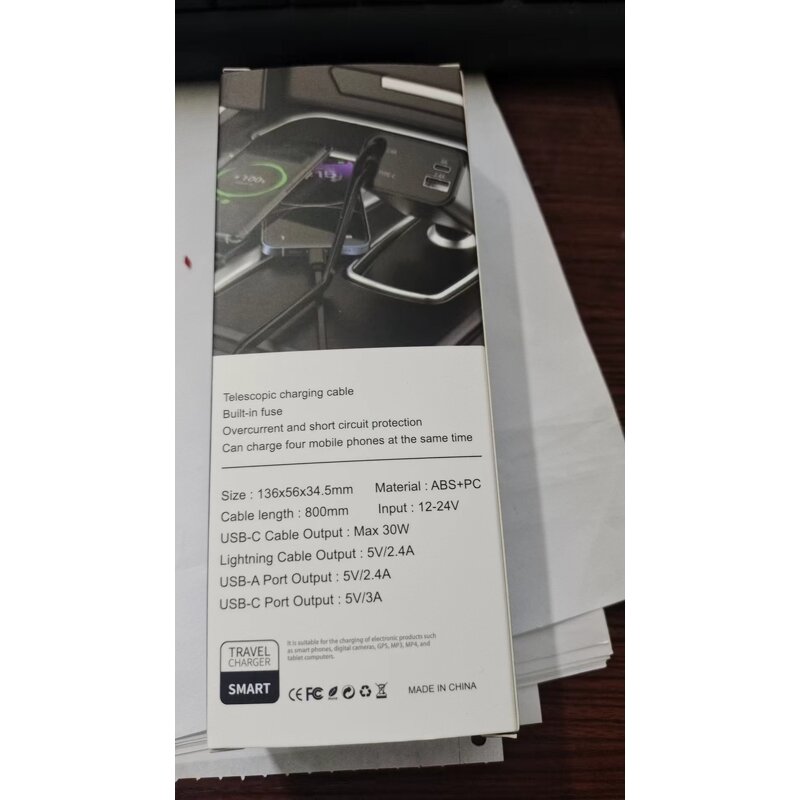 Car Charger - AilesTecca Retractable 100W 4 in 1 Fast Phone Chargeur De Voiture