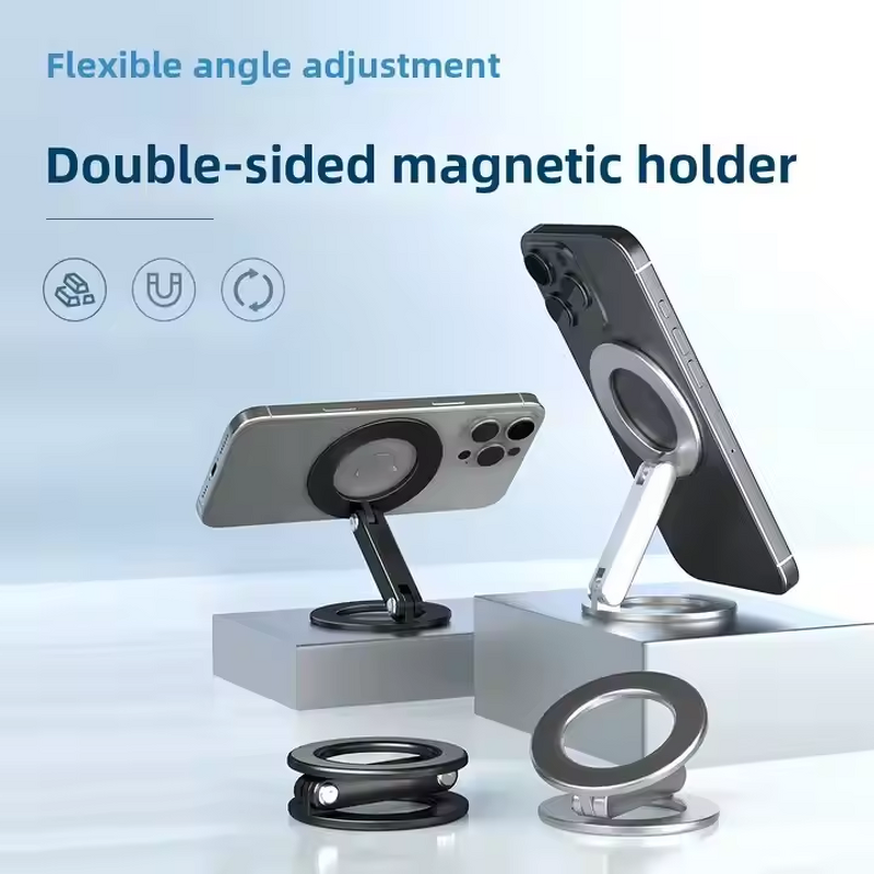 Phone Holder - AilesTecca Dual Magnetic Mini Aluminum Foldable Gym Wall Desk