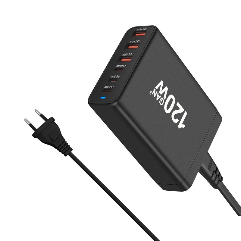 GaN Charger - AilesTecca 120W USB C PD20W for Macbook Laptop Mobile Phone