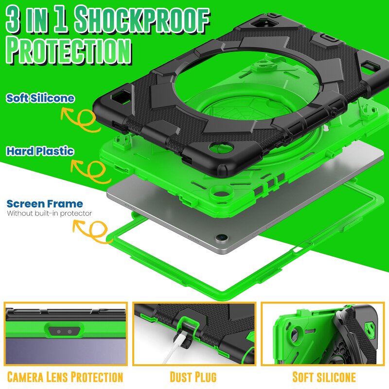 Tablet Case - AilesTecca Rotatable for Samsung Tab A9 PLUS S9 FE S10 PLUS Strap