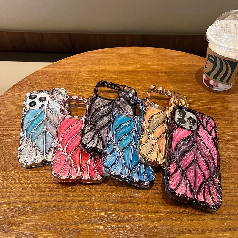 Phone Case Manufacturer - AilesTecca 3D Golden Leaf Glitter for iPhone 16 15 14 13