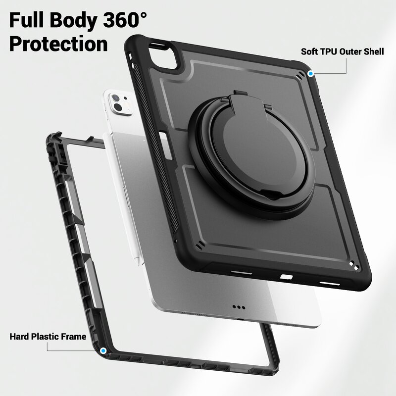 Tablet Case - AilesTecca Rotating for iPad Pro 11 2024 M4 TPU PC Handle