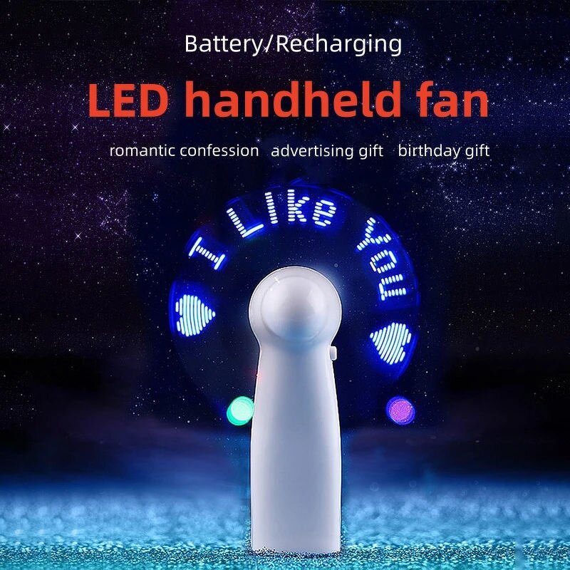 Handheld Fan - AilesTecca Mini LED Custom Message Programmable Battery Fan