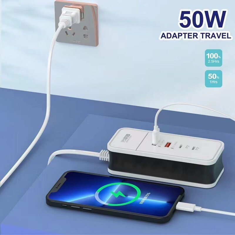 Power Strip - AilesTecca US EU UK Plug Multiport Quick Charging Socket Travel