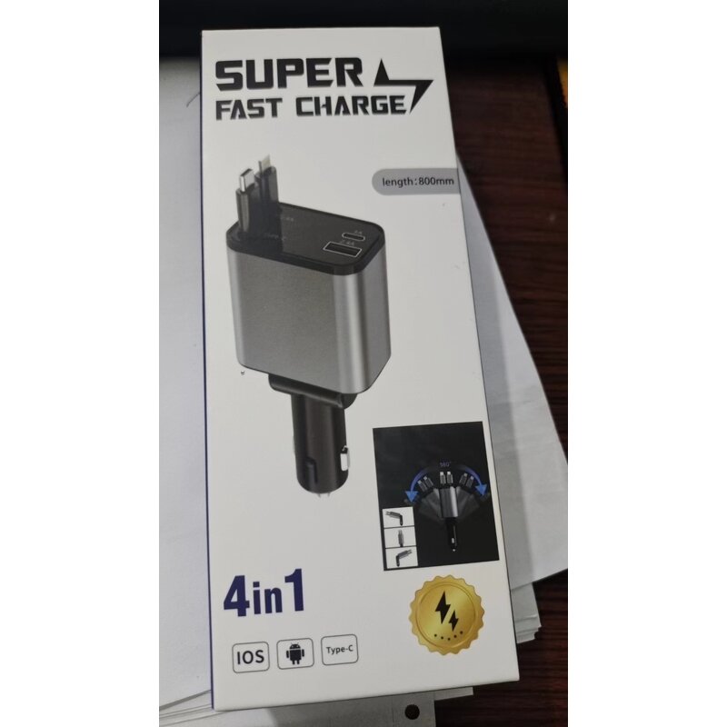 Car Charger - AilesTecca Retractable 100W 4 in 1 Fast Phone Chargeur De Voiture