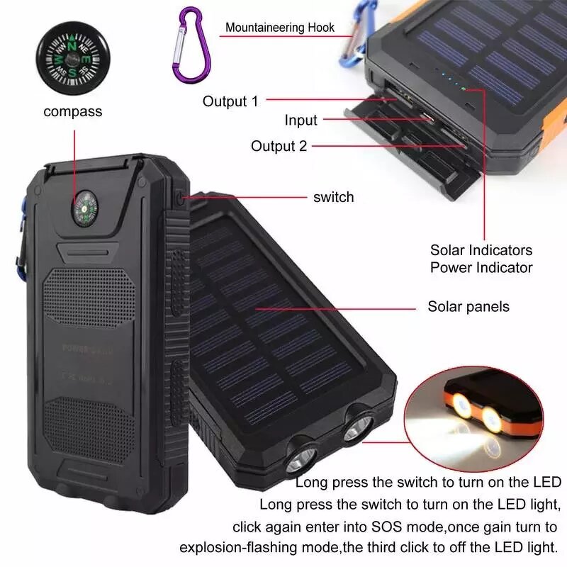 Power Bank - AilesTecca IP67 Solar 30000mah 50000mah Outdoor Charger
