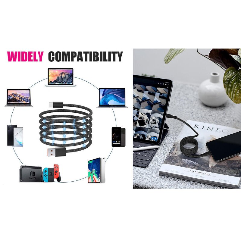 Charging Cable - AilesTecca Retractable Magnetic 60W Type C to C 1M Nylon Braided