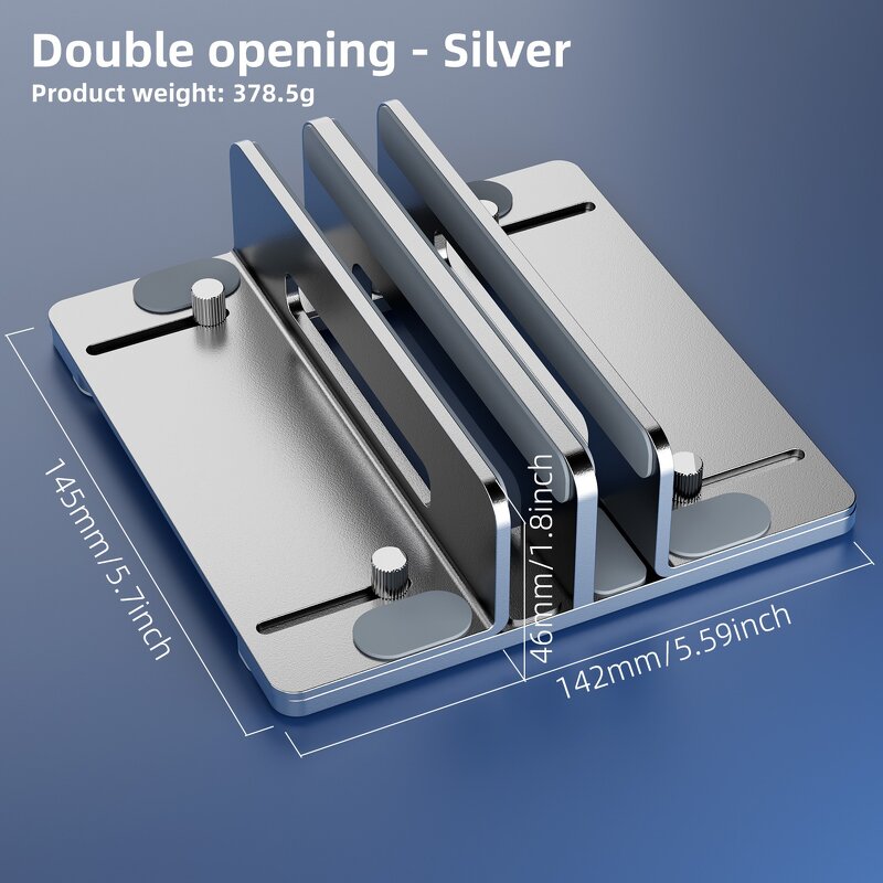 Laptop Stand - AilesTecca Aluminum Vertical 2 Slots Width Adjustable for MacBook