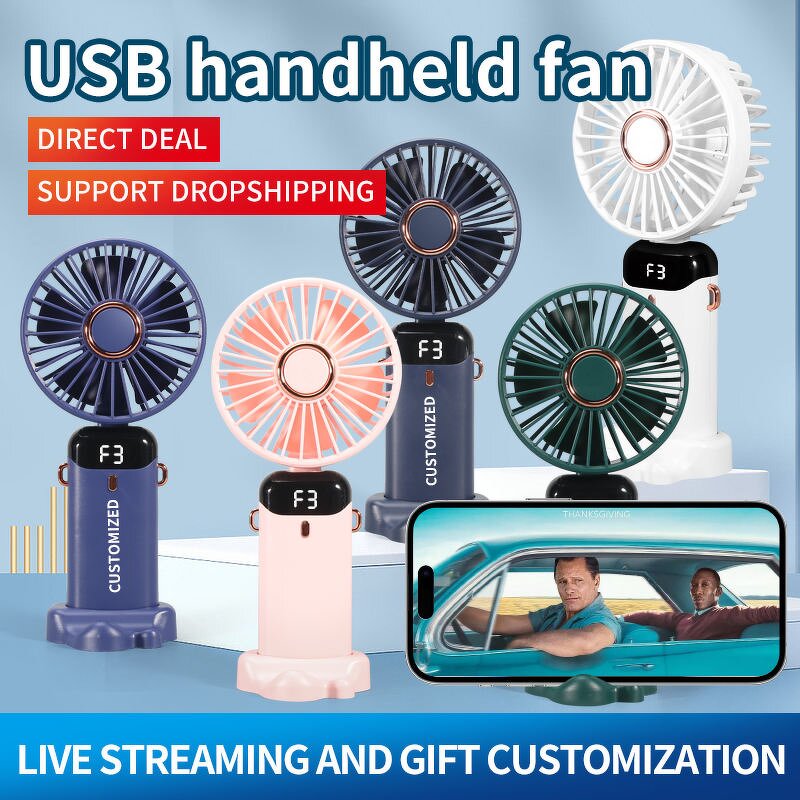 Handheld Fan - AilesTecca Mini USB Digital Display Office Student Charging