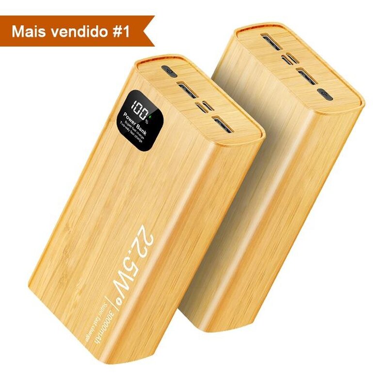 Power Bank - AilesTecca Bamboo 10000mAh 22.5W Digital Display Fast Charger