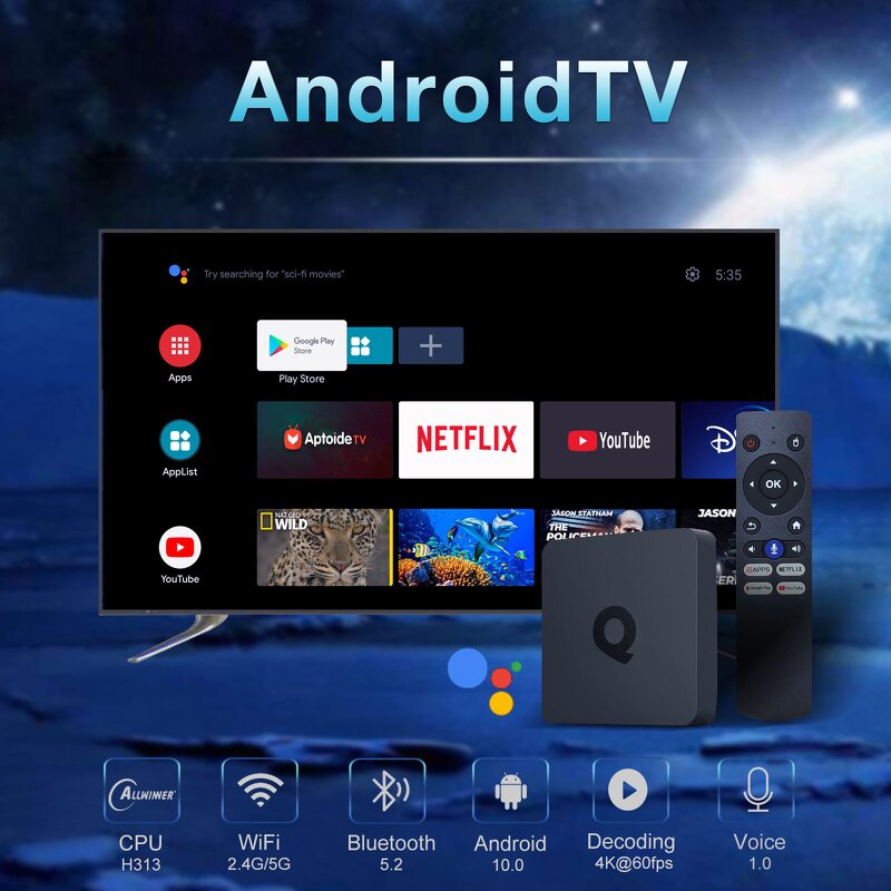 Android TV Box - AilesTecca Q1 ATV 2GB 16GB Allwinner H313 Ott Stb Set-top